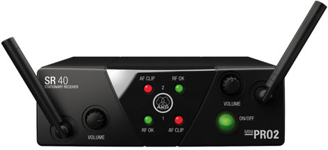 AKG MINI2VOC-US25AB Dual-Channel Mini Wireless Vocal System With Two Handheld Microphones, AB Band