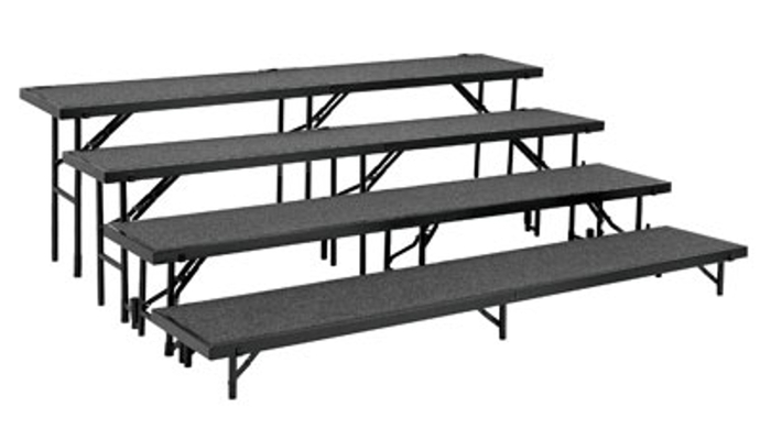 National Public Seating RT4LC Riser, 4 Level Tapered & Carpeted, Includes: RT8C, RT16C, RT24C, RT32