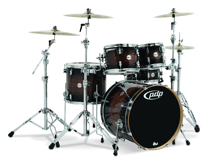 Pacific Drums PDCMX2215WC 5-Piece Concept Maple Exotic, Charcoal Burst Finish, Walnut Chrome Hardware