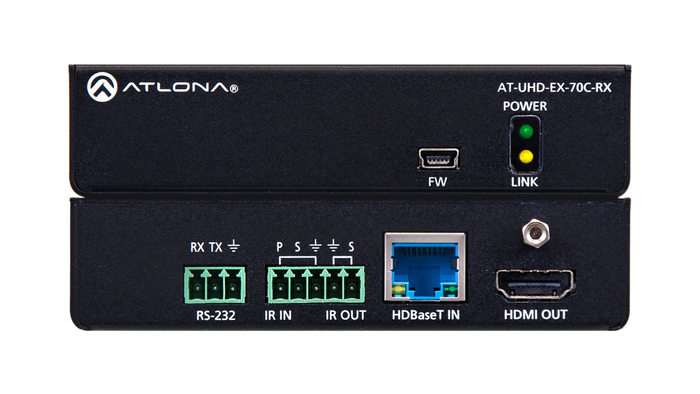 Atlona Technologies AT-UHD-EX-70C-RX 4K/UHD HDMI Over HDBaseT Receiver With Control And PoE