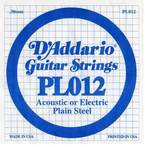 D`Addario PL012 .012" Plain Steel Guitar String