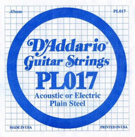 D`Addario PL017 .017" Plain Steel Guitar String