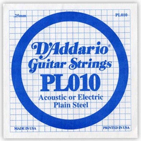 D`Addario PL010 .010" Plain Steel Guitar String
