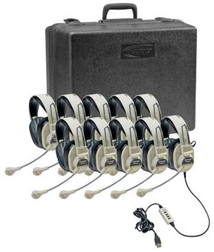 Califone 3066USB-10 Deluxe Stereo Headset Classroom Pack