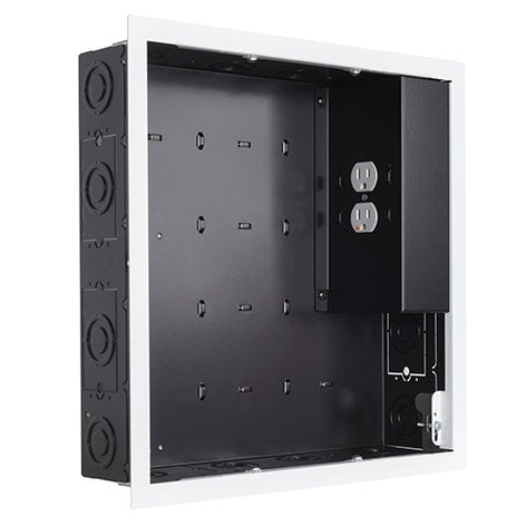 Chief PAC526FWP2 In-Wall Storage Box With Dual-Receptacle Outlet