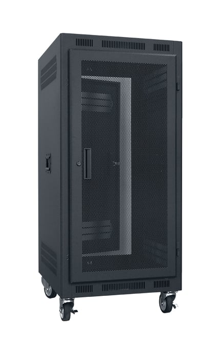 Lowell LPR-2127FV Portable 21 Unit Rack With Fully Vented Door, 27" Deep, Black