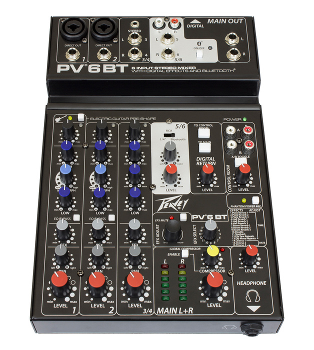 Peavey PV 6BT 6-Input Stereo Mixer With Bluetooth