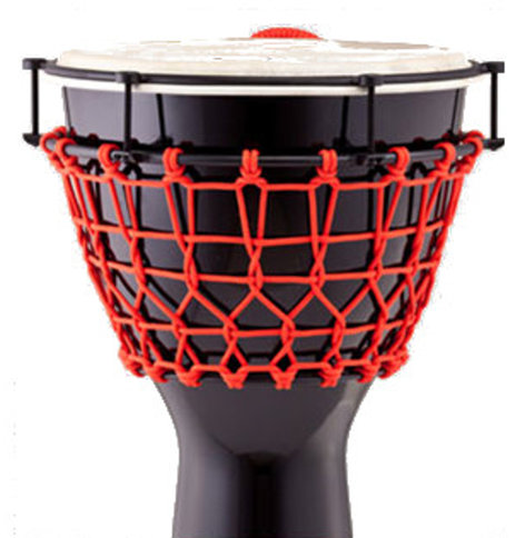 Pearl Drums PJW-140R533 14"Thai Oak Djembe In Gloss Black With Red Ropes