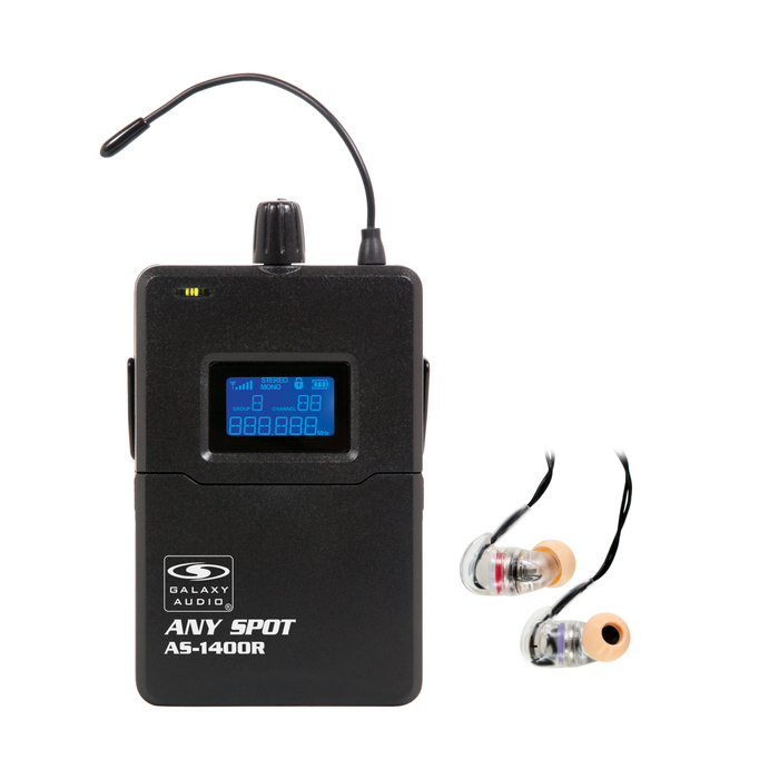 Galaxy Audio AS-1406R UHF Wireless In-Ear Monitor System Receiver With EB-6 Ear Buds