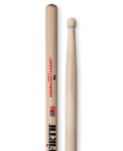 Vic Firth 3A-VICFIRTH 1 Pair Of American Classic 3A Drumsticks With Wood Barrel Tip