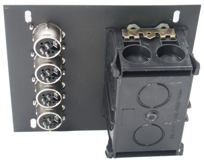 Elite Core FB4+AC Recessed Floor Box With 4xXLRF And Duplex AC Connectors