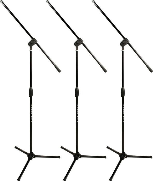 Ultimate Support MC-40B Pro 3-Pack 3x Microphone Stands, Each With 3-Way Adjustable Boom Arm