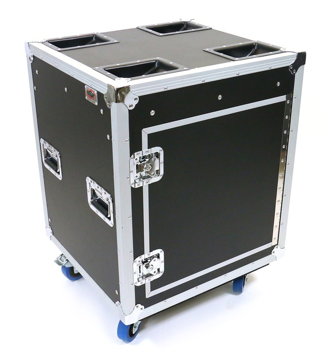 Elite Core TR12U-20-SR-PD Tour Ready 20" Deep Shock Mount 12-Unit Amplifier Rack With Pocket Doors