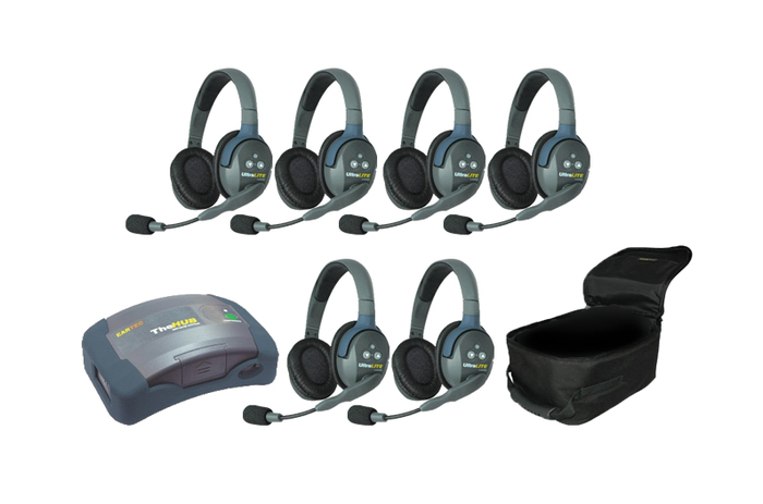 Eartec Co HUB6D Eartec UltraLITE/HUB Full Duplex Wireless Intercom System W/ 6 Headsets