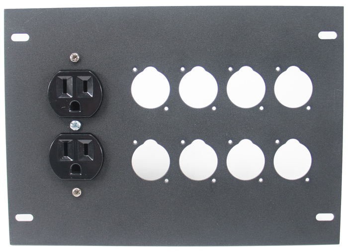 Elite Core FBL-PLATE-8+AC Insert Plate For FBL Series Floor Box With 8 Mounting Holes And 2 AC Connectors