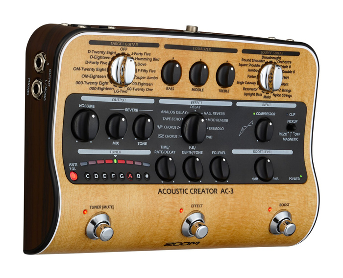 Zoom AC-3 Acoustic Creator Direct Box / Preamp With Effects Generator For Acoustic Guitar