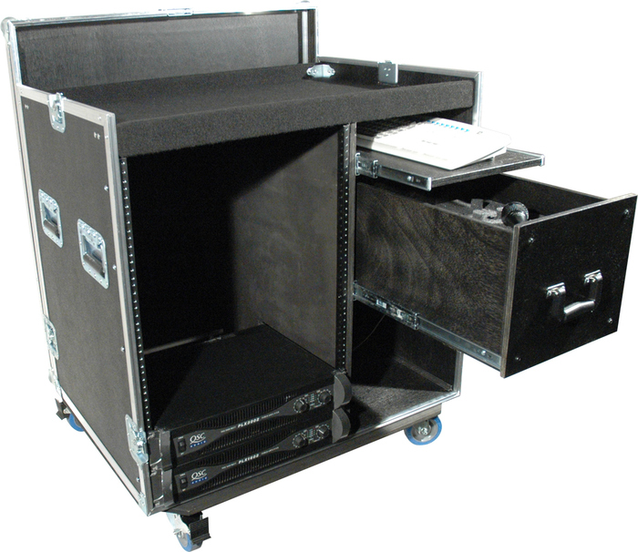 Grundorf T8-COMBO-S12C 12RU T8 Series Mixer/Rack Combo Case, Compartment, Casters