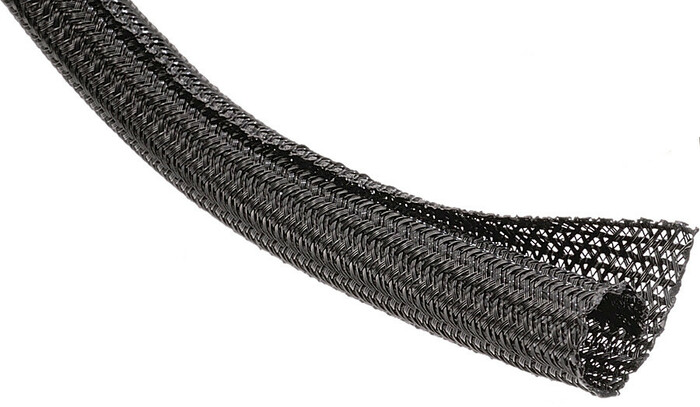 TechFlex F6N038BK150 150 Ft F6 Flexible Semi-Rigid Wrappable Split-Braided Sleeving, 3/8" Diameter