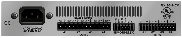 Stewart Audio FLX80-4-CV 4-Channel DSP-Enabled Rackmountable Amplifier, 4 X 80W @ 70/100V