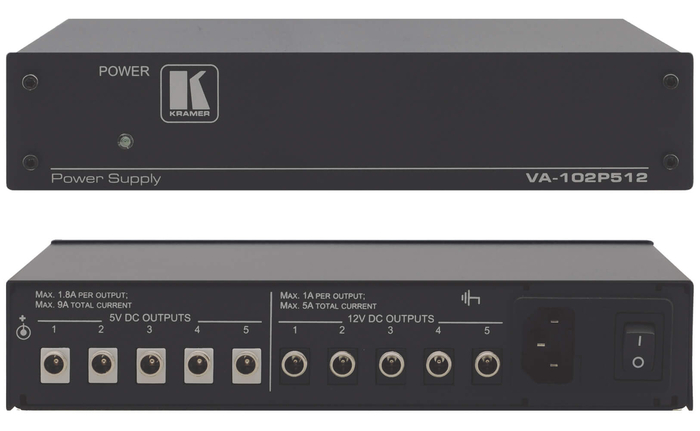 Kramer VA-102P512/110V 10-Port Universal 12 And 5 Volt Power Supply