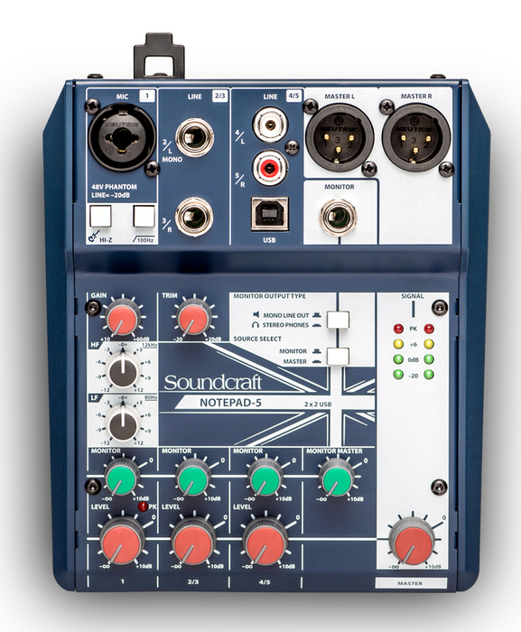 Soundcraft Notepad-5 5-Channel Compact Analog Mixer With USB Interface