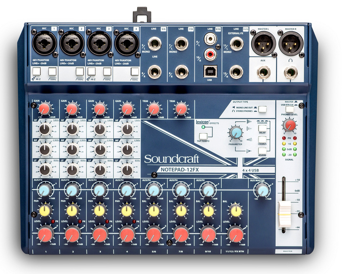 Soundcraft Notepad-12FX 12-Channel Compact Analog Mixer With USB And Lexicon Effects