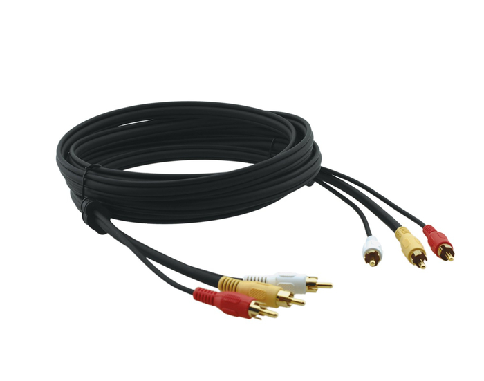 Kramer C-3RVAM/3RVAM-10 Molded AV Cable, RG-59 Plus 2 Audio Cables On RCA (10')