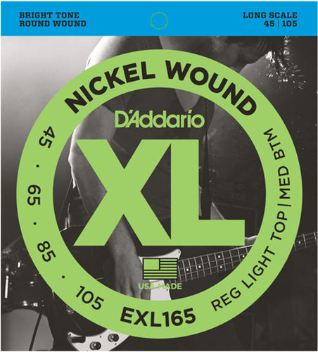D`Addario EXL165TP 2 Pack Of Light Top/Medium Bottom Long Scale Electric Bass Strings