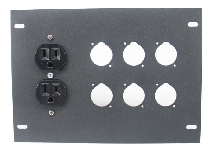 Elite Core FBL-PLATE-6+AC Insert Plate For FBL Series Floor Box With 6 Mounting Holes And 2 AC Connectors