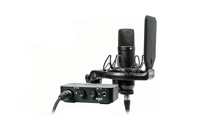 Rode NT1+AI-1 The Complete Studio Kit With AI-1 Audio Interface, NT1 Microphone, Stand Mount, And Cables