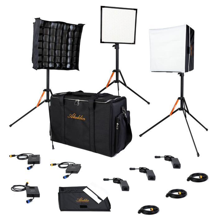 Aladdin BI-FLEX1 - 3 Light Kit with Case Three 50W 12 X 12" Flexible Bi-Color LED Panels With Case And Accessories