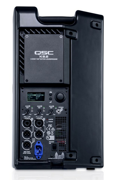 QSC K8.2-SINGLE-K Powered Speaker Bundle With Cover, Stand, Stand Bag, XLR Cable, Plug Strip And Extension Cord