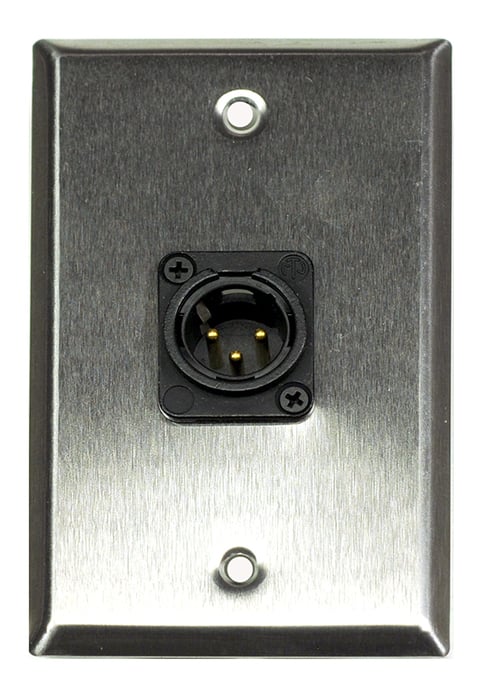 Whirlwind WP1/1MNS Single Gang Wallplate With XLRM Connector And Screw Terminal, Silver