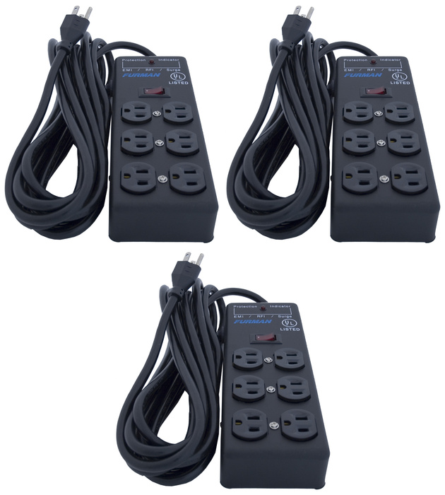 Furman SS6B-THREE-K SS-6B 6-Outlet Power Strip Bundle 3-Pack Of SS-6B Power Strips