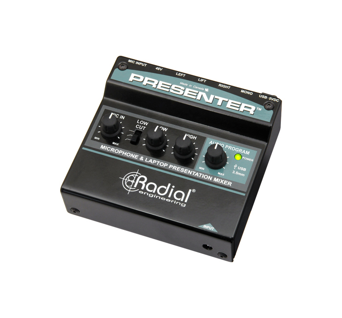 Radial Engineering Presenter Presentation Mixer With Mic Preamp, 3.5mm Stereo Input And USB