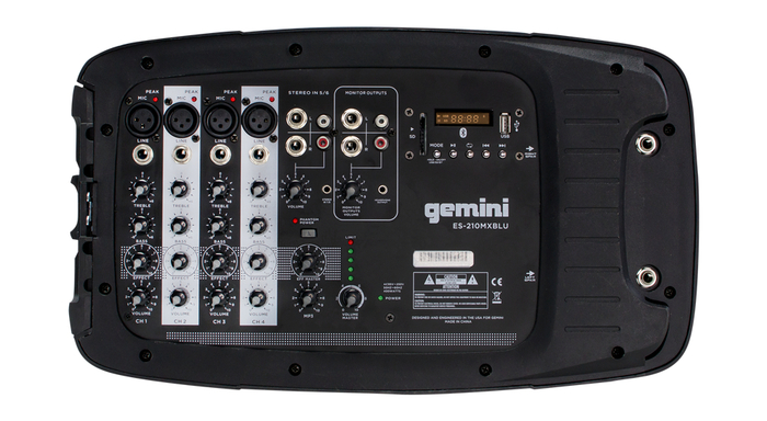 Gemini ES-210MX-BLU Pair Of 10" Passive Speakers And Mixer Portable PA System