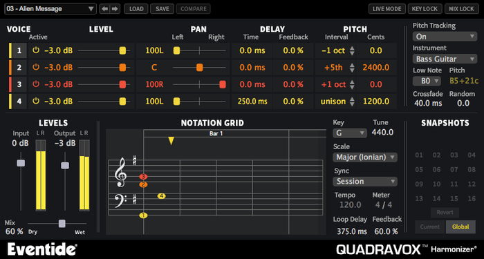 Eventide Quadravox 4-Voice Diatonic Pitch-Shifter Plug-In [Virtual]