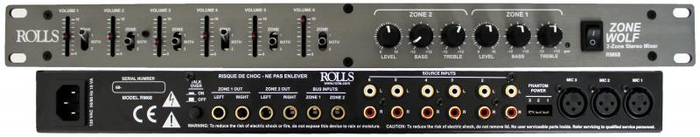 Rolls RM68 6-Channel, 2-Zone Mixer, 1 Rack Unit