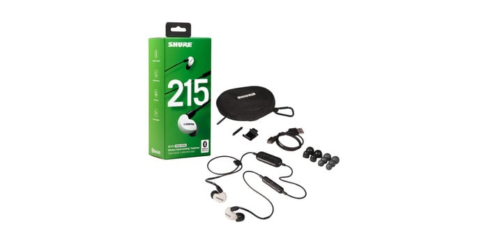 Shure SE215SPE-W-BT1 Single-Driver Sound Isolating Earphones With Bluetooth Adapter And Detachable Cable, White (Special Edition)