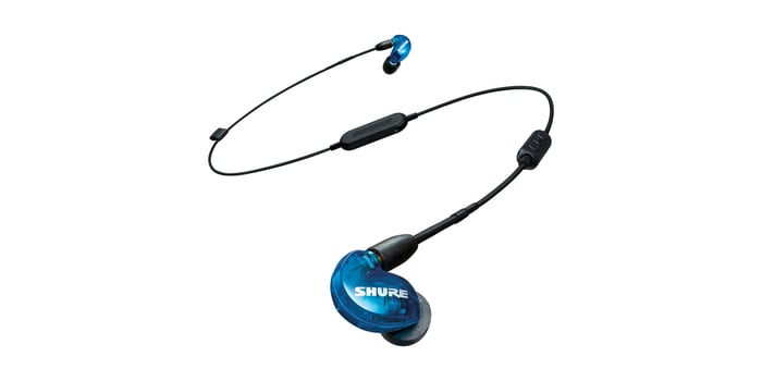 Shure SE215SPE-B-BT1 Single-Driver Sound Isolating Earphones With Bluetooth Adapter And Detachable Cable, Blue (Special Edition)