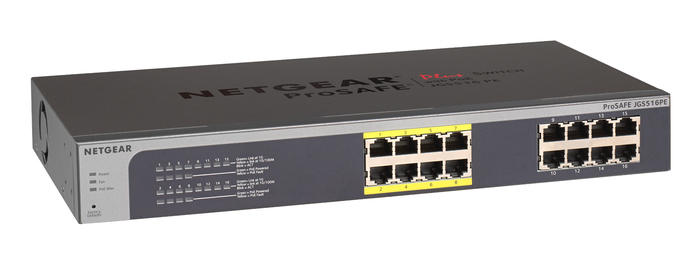 Netgear JGS516PE-100NAS ProSAFE Plus 16-Port Gigabit Switch With PoE