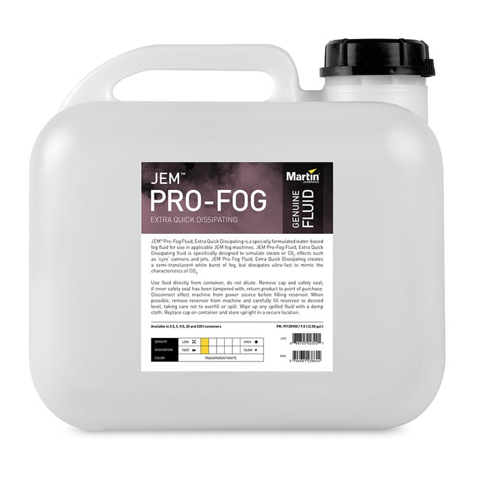 Martin Pro Pro-Fog Fluid, Extra Quick Dissipating 9.5L Container Of Water-Based Extra Fast Dissipating Fog Fluid For JEM Fog Machines