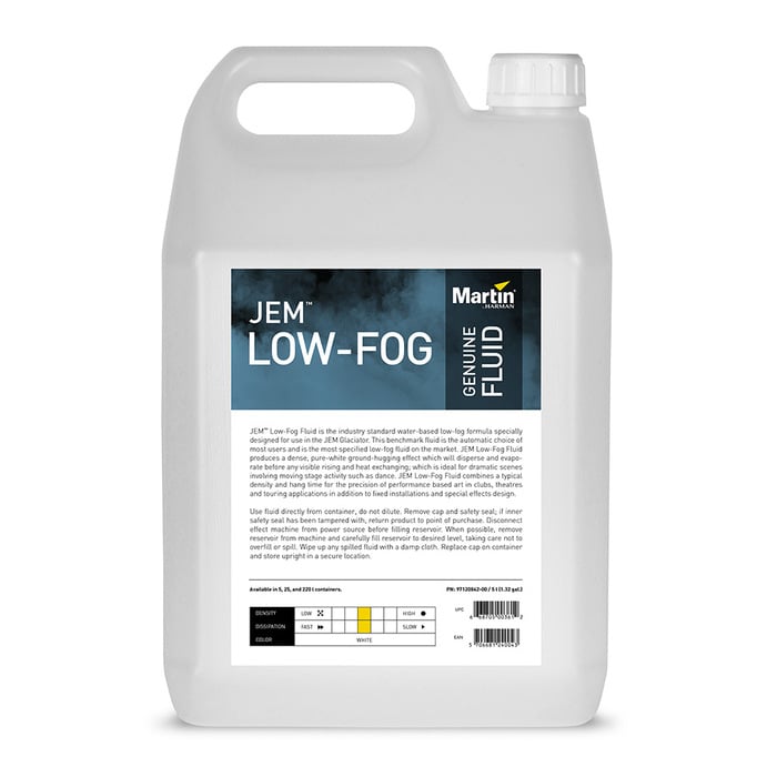 Martin Pro Jem Low-Fog Fluid 5L Container Of Water-Based Low-Fog Fluid For JEM Glaciator