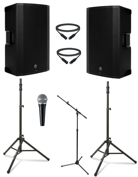 Mackie THUMP-15BST-DUAL-3-K Active 15" Speaker Bundle With Speakers, Stands, Cables And Microphone