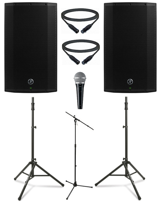 Mackie THUMP-12BST-DUAL-3-K Active 12" Speaker Bundle With Speakers, Stands, Cables And Microphone