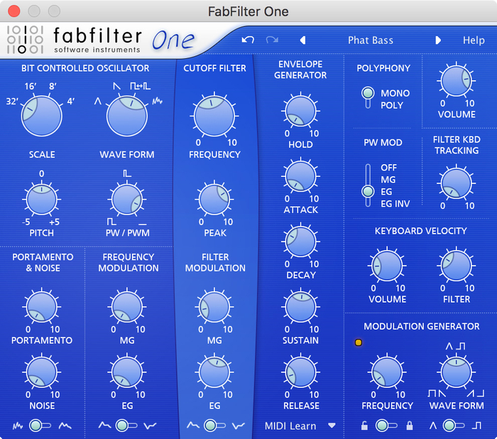 FabFilter FAB-ONE 10-Voice Subtractive Synth With 100 Sounds [VIRTUAL]