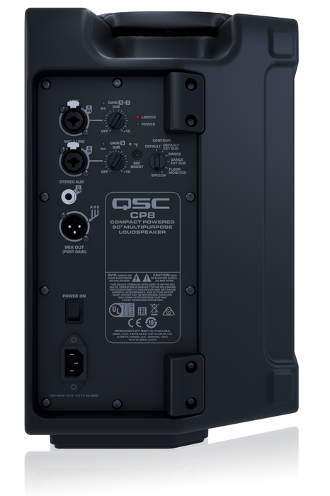 QSC CP8 8" 2-Way Active Compact Powered Loudspeakers, Black