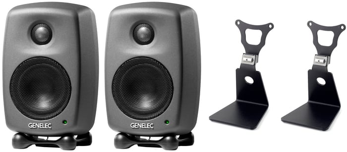 Genelec 8010 L-Stands Pack Bundle with (2) 8010AP Studio