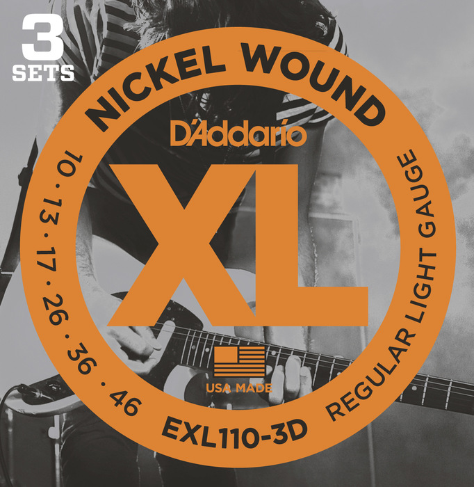 D`Addario EXL110-3D 3 Pack Of Regular Light Electric Guitar Strings