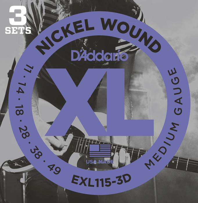 D`Addario EXL115-3D 3 Pack Of Blues/Jazz Rock XL Electric Guitar Strings